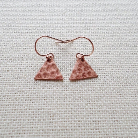 Tiny Hammered Triangle Earrings - Rose Gold Triangle Earrings - Tiny Earrings - Rose Gold Jewelry - Wedding - Bridal - Mothers Day Gifts