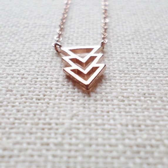 Chevron Necklace, triangle Necklace, Rose Gold necklace, rose gold, geometric jewelry, celebrity necklace, bridesmaid gift, mothers day gift