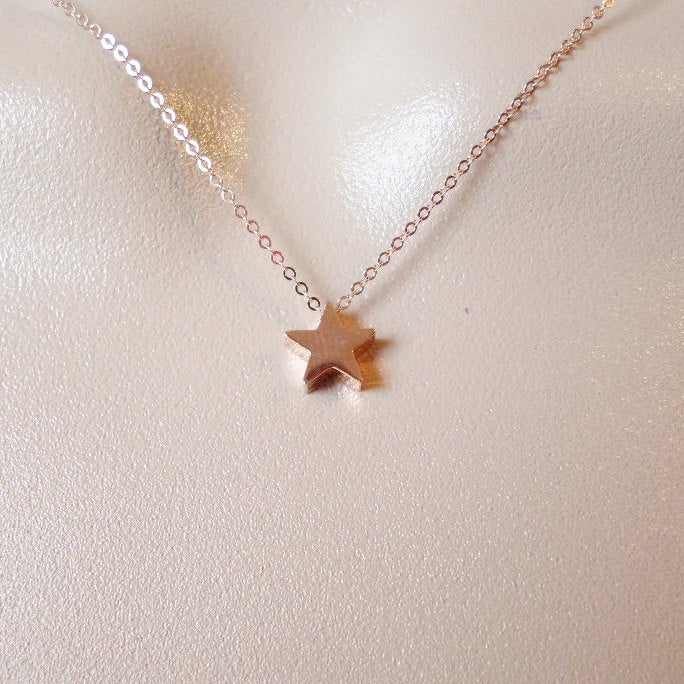 Rose Gold Star Necklace, Tiny Rose Gold Star Necklace, Pink Gold Necklace, Star Necklace, Rose Gold Necklace, Layering Necklace, Bridal