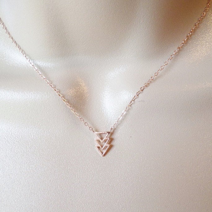 Chevron Necklace, triangle Necklace, Rose Gold necklace, rose gold, geometric jewelry, celebrity necklace, bridesmaid gift, mothers day gift