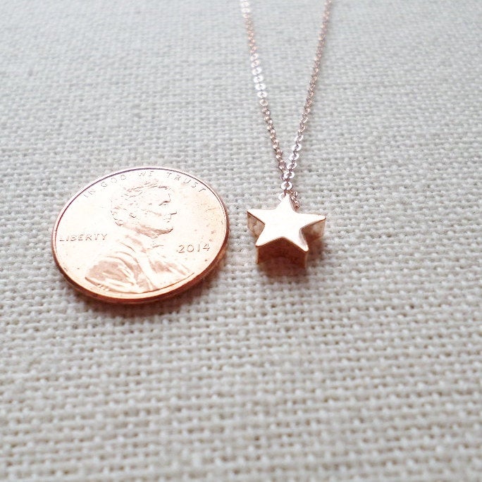 Rose Gold Star Necklace, Tiny Rose Gold Star Necklace, Pink Gold Necklace, Star Necklace, Rose Gold Necklace, Layering Necklace, Bridal