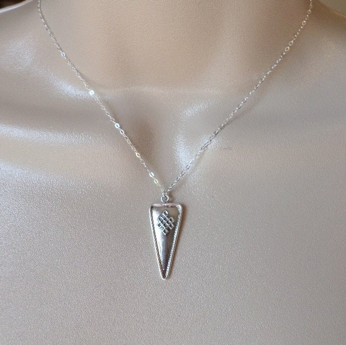 Triangular Celtic Knot Necklace - Silver Celtic Knot Necklace - Sterling Silver Celtic Necklace - Sterling Silver Jewelry - Sterling Celtic