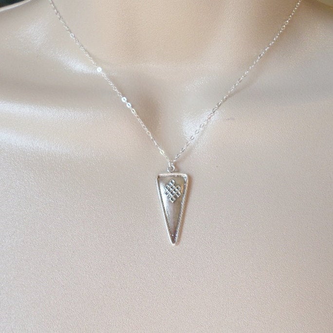 Triangular Celtic Knot Necklace - Silver Celtic Knot Necklace - Sterling Silver Celtic Necklace - Sterling Silver Jewelry - Sterling Celtic