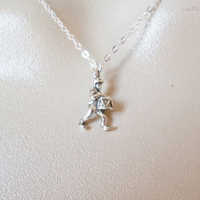 Sterling Silver Drummer Necklace - Sterling Silver Necklace - Mom Necklace - Drummer Boy Necklace - Drumline - Band Jewelry - Music Necklace