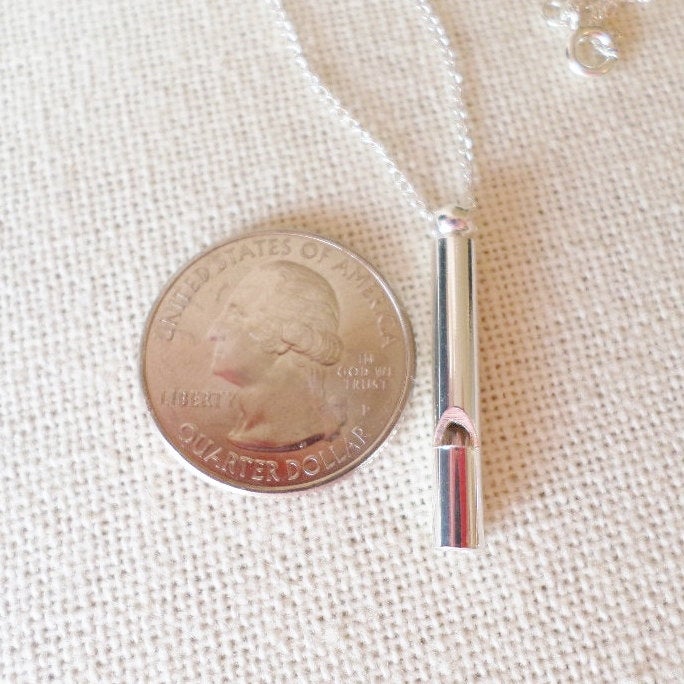 Whistle Necklace - Silver Whistle Necklace - Layering Necklace - Safety Necklace - Sterling Silver Jewelry -  .925 Sterling - Christmas Gift