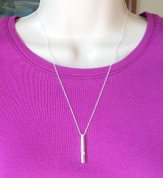 Whistle Necklace - Silver Whistle Necklace - Layering Necklace - Safety Necklace - Sterling Silver Jewelry -  .925 Sterling - Christmas Gift