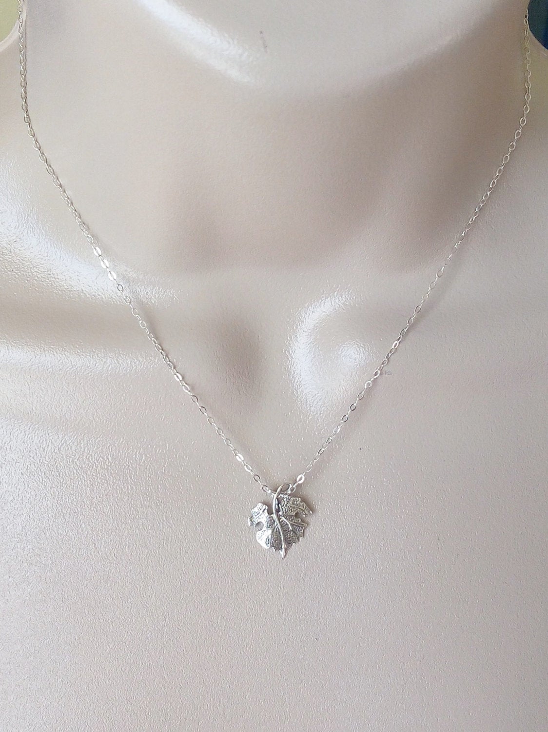 Maple Leaf Necklace - Tiny Silver Leaf Necklace - Sterling Silver Necklace - Leafy Necklace - Fall Jewelry - Tiny Necklace - Christmas Gift