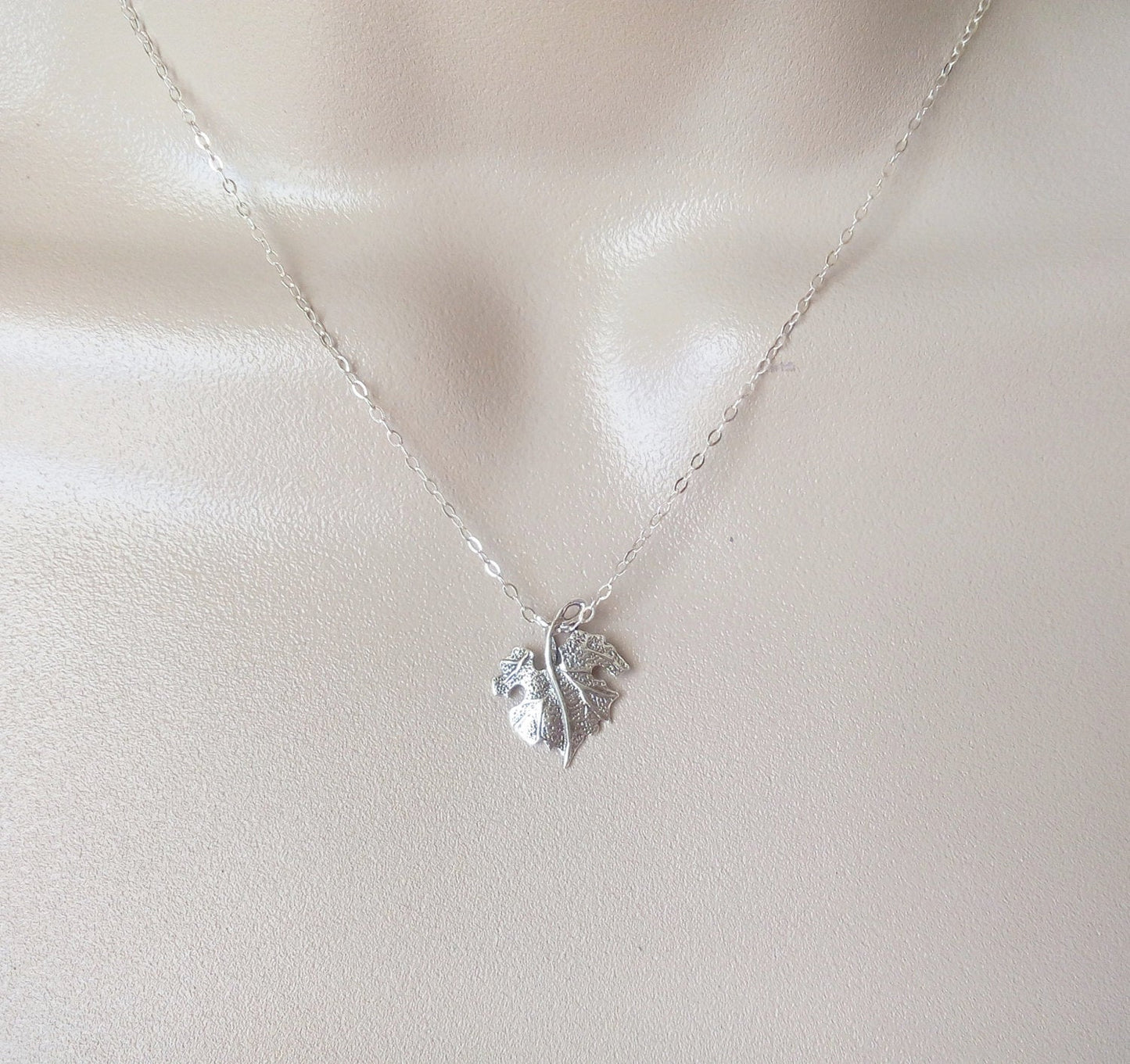 Maple Leaf Necklace - Tiny Silver Leaf Necklace - Sterling Silver Necklace - Leafy Necklace - Fall Jewelry - Tiny Necklace - Christmas Gift