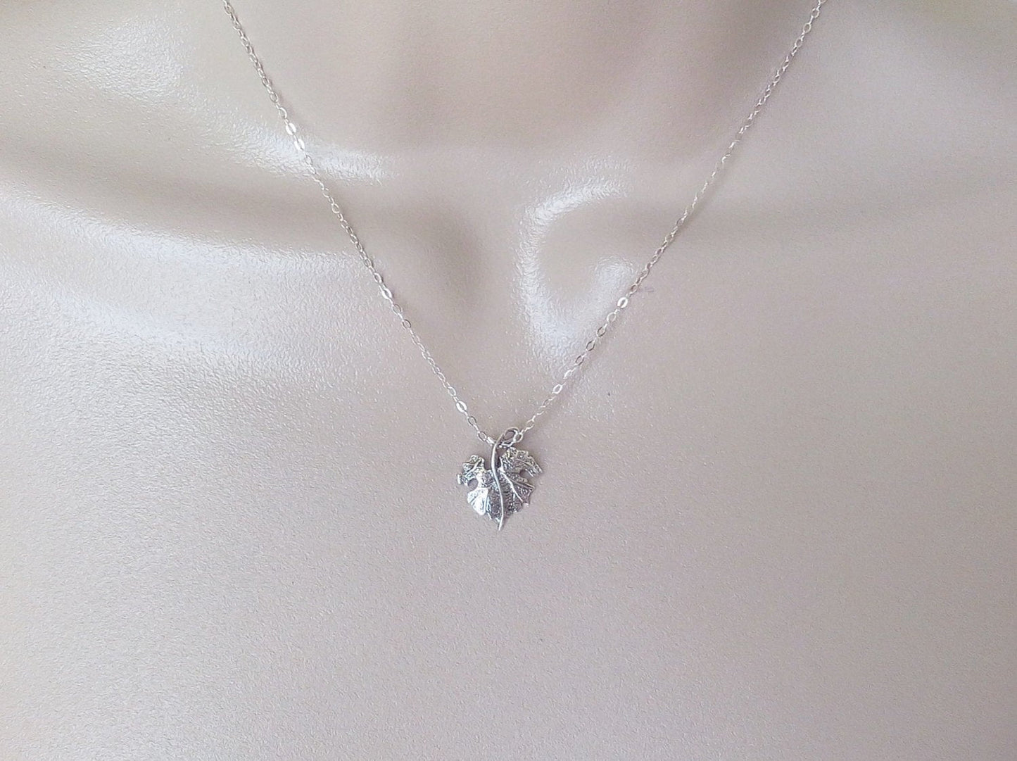 Maple Leaf Necklace - Tiny Silver Leaf Necklace - Sterling Silver Necklace - Leafy Necklace - Fall Jewelry - Tiny Necklace - Christmas Gift