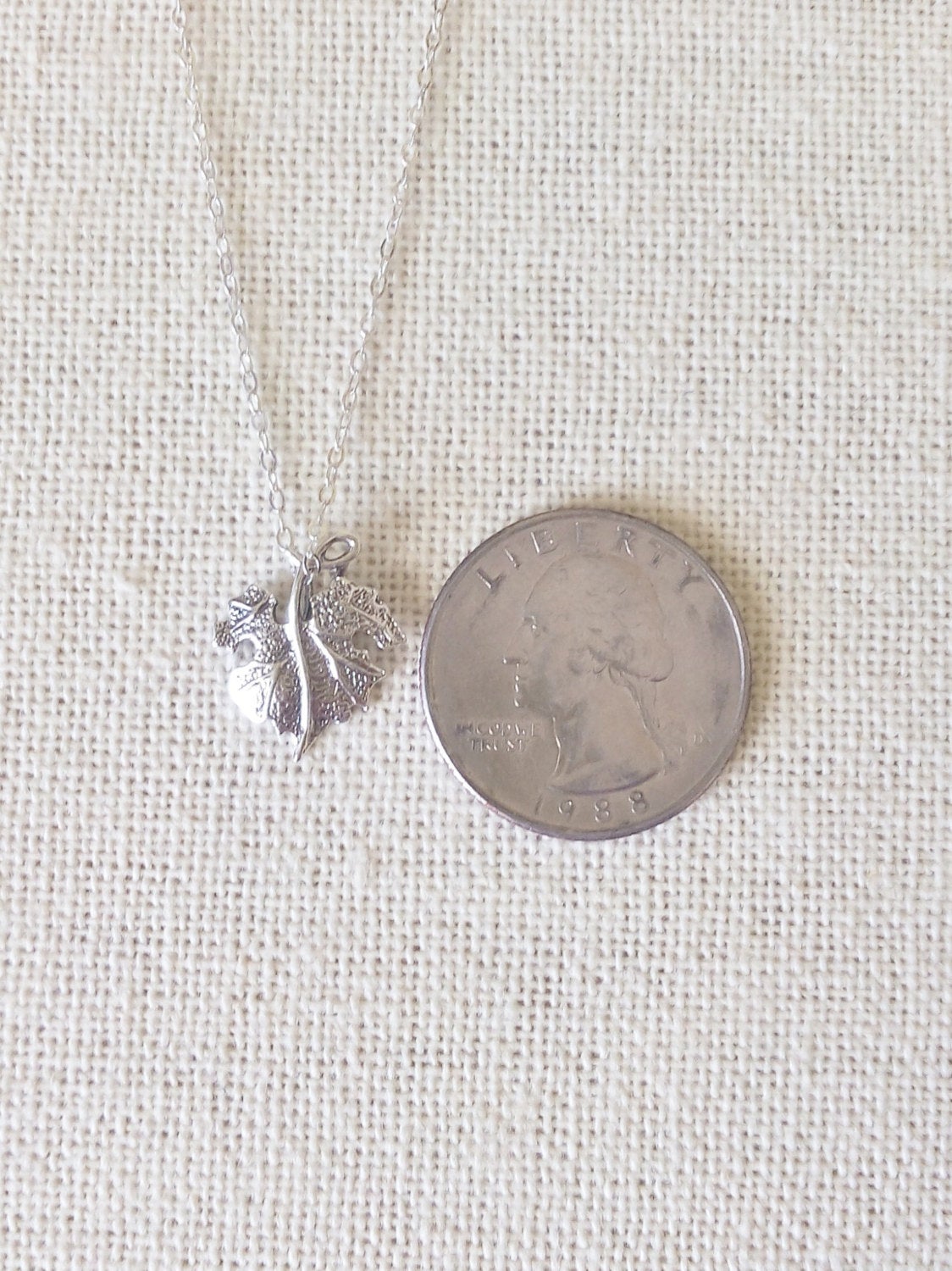 Maple Leaf Necklace - Tiny Silver Leaf Necklace - Sterling Silver Necklace - Leafy Necklace - Fall Jewelry - Tiny Necklace - Christmas Gift