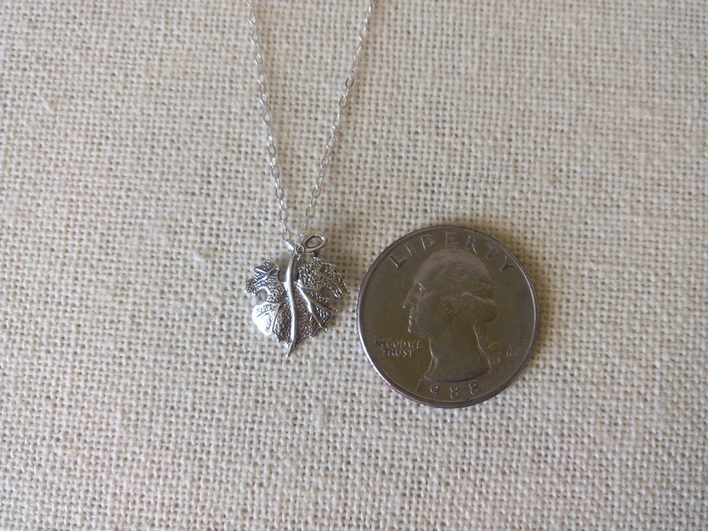 Maple Leaf Necklace - Tiny Silver Leaf Necklace - Sterling Silver Necklace - Leafy Necklace - Fall Jewelry - Tiny Necklace - Christmas Gift