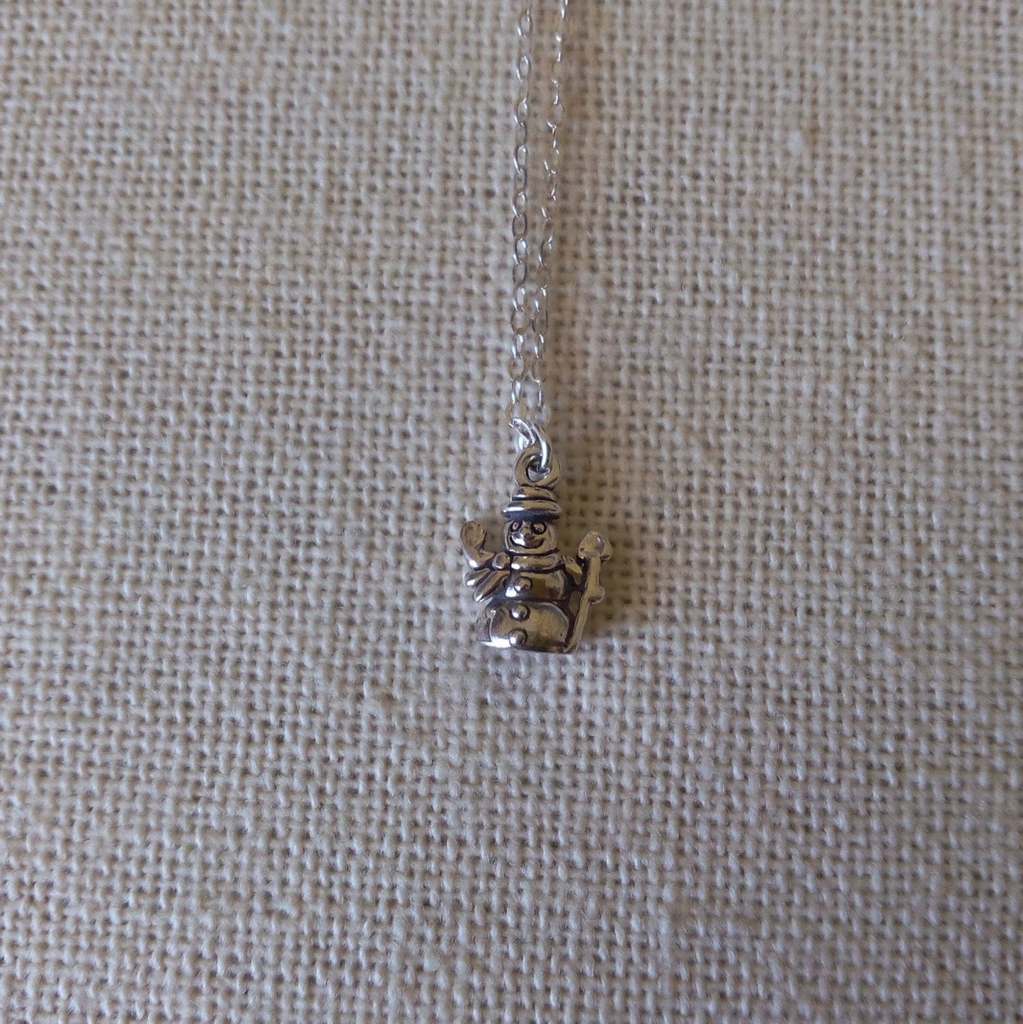 Snowman Necklace, Tiny Silver Snowman Necklace, Sterling Silver Necklace, Tiny Necklace, Christmas Gift, Christmas Jewelry, Gifts