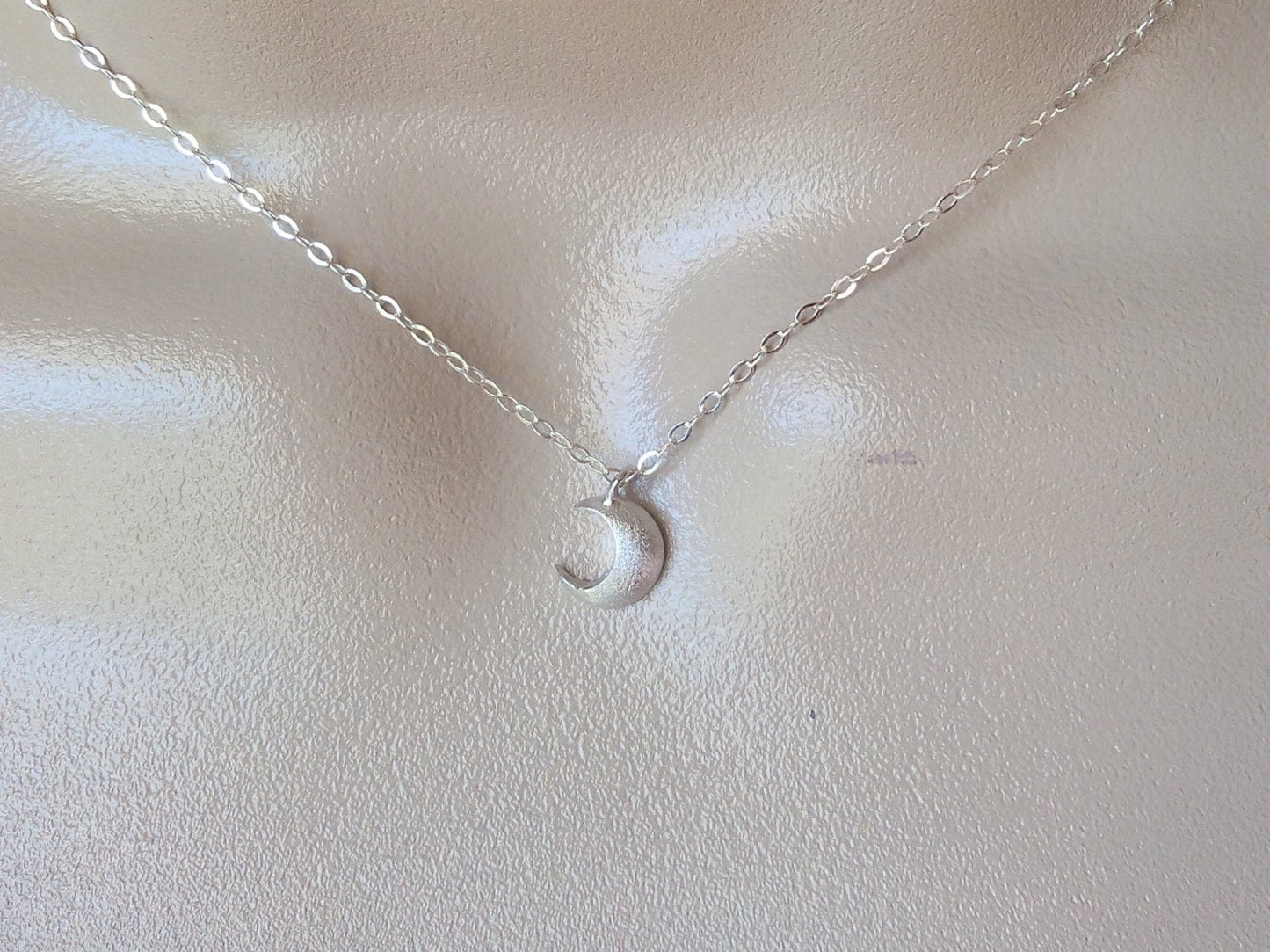 Silver Moon Necklace - Crescent Moon Necklace - Tiny Moon Necklace - Sterling Silver Necklace - Weddings - Bridesmaid Gift - Christmas Gift