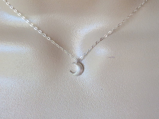 Silver Moon Necklace - Crescent Moon Necklace - Tiny Moon Necklace - Sterling Silver Necklace - Weddings - Bridesmaid Gift - Christmas Gift