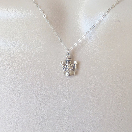 Snowman Necklace, Tiny Silver Snowman Necklace, Sterling Silver Necklace, Tiny Necklace, Christmas Gift, Christmas Jewelry, Gifts