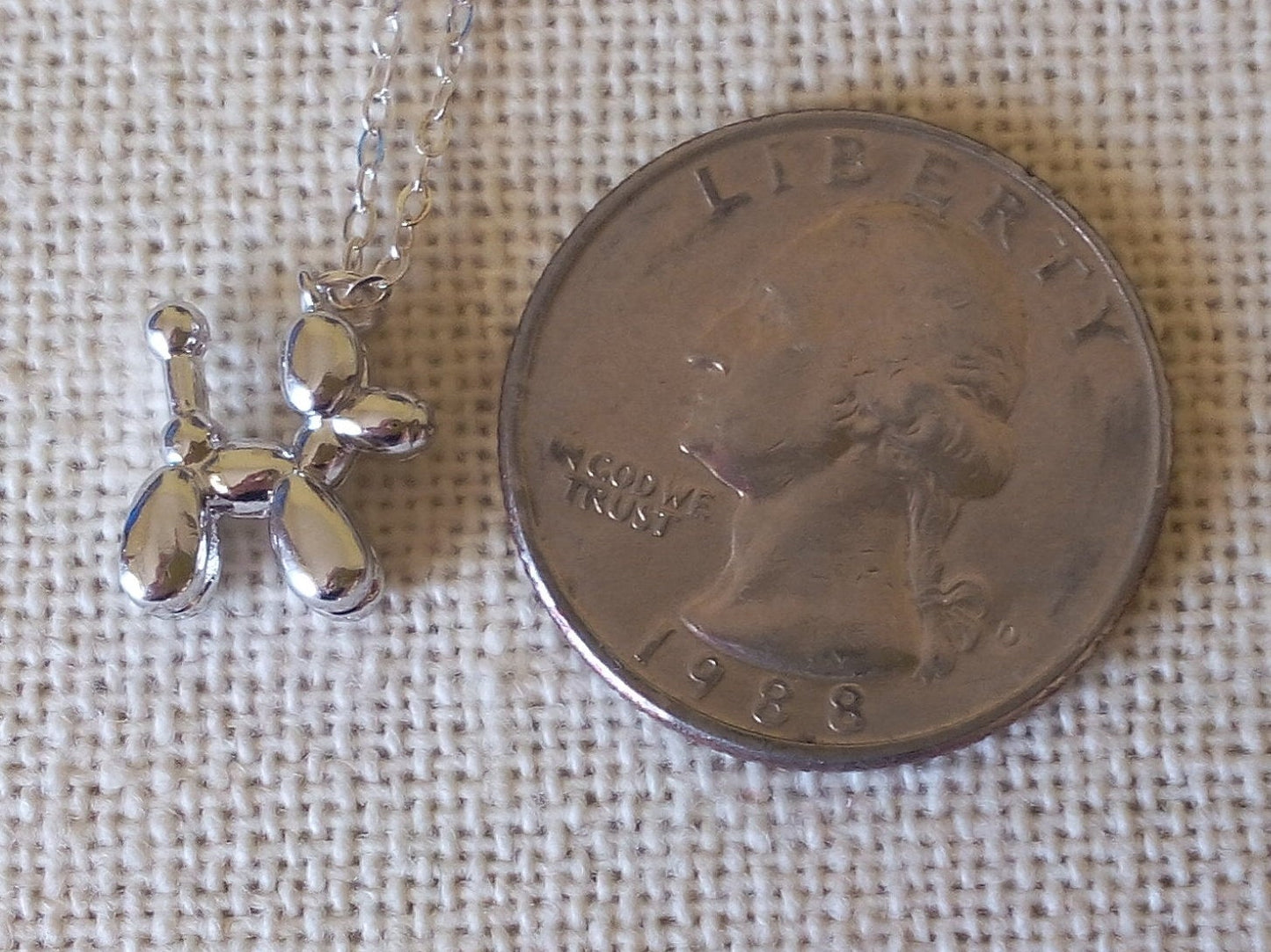 Dog Necklace, Tiny Silver Balloon Dog Necklace, Sterling Silver Necklace, Tiny Necklace, Christmas Gift, Christmas Jewelry, Gifts