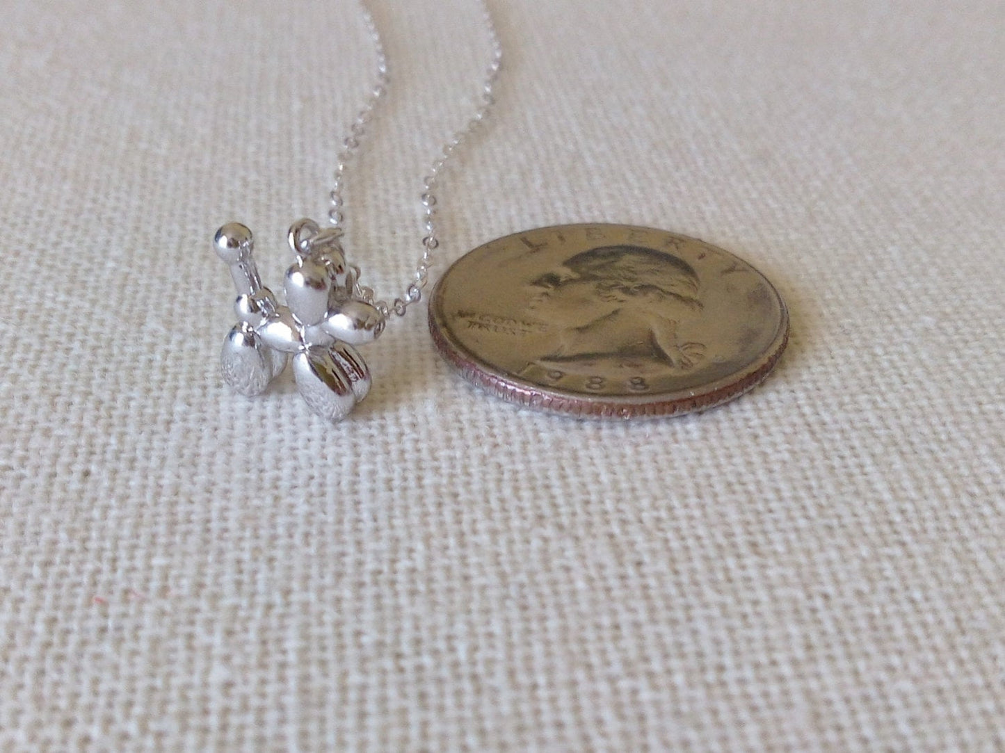 Dog Necklace, Tiny Silver Balloon Dog Necklace, Sterling Silver Necklace, Tiny Necklace, Christmas Gift, Christmas Jewelry, Gifts