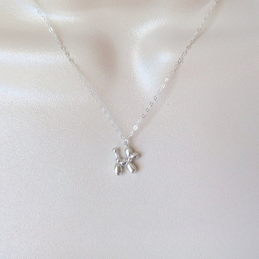 Dog Necklace, Tiny Silver Balloon Dog Necklace, Sterling Silver Necklace, Tiny Necklace, Christmas Gift, Christmas Jewelry, Gifts