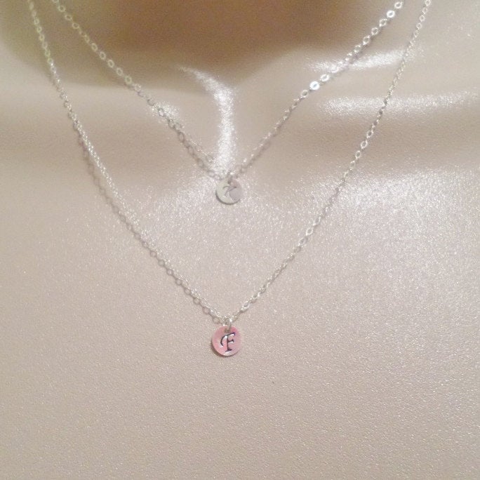 Set of two initial necklaces, Layering Necklaces, Personalized Jewelry, Monogram Necklace, Initial Jewelry, Customized Necklace, Christmas