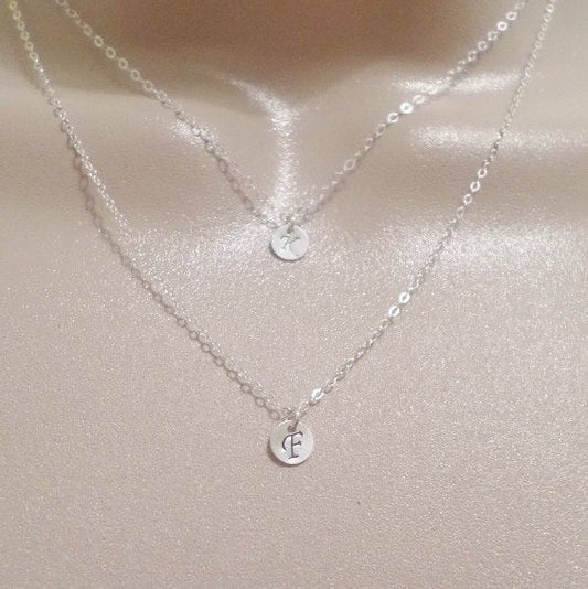 Set of two initial necklaces, Layering Necklaces, Personalized Jewelry, Monogram Necklace, Initial Jewelry, Customized Necklace, Christmas