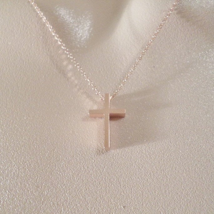 Cross Necklace, Rose Gold Cross Necklace, Tiny Necklace, Pink Gold Necklace, Rose Gold Necklace, Layering Necklace, Christmas Gift, Gifts