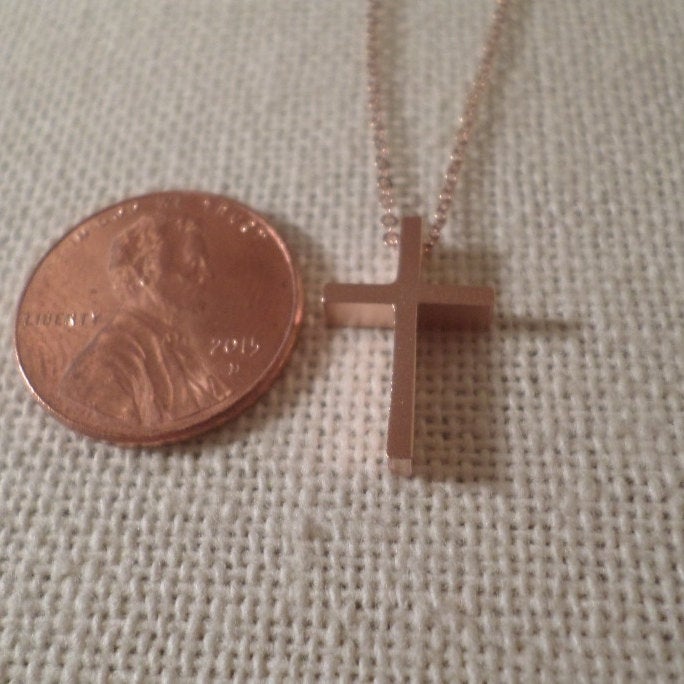 Cross Necklace, Rose Gold Cross Necklace, Tiny Necklace, Pink Gold Necklace, Rose Gold Necklace, Layering Necklace, Christmas Gift, Gifts