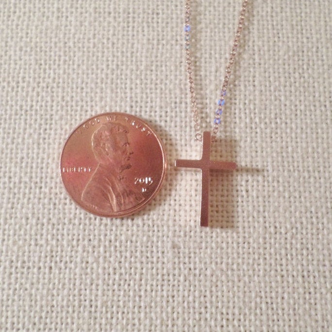 Cross Necklace, Rose Gold Cross Necklace, Tiny Necklace, Pink Gold Necklace, Rose Gold Necklace, Layering Necklace, Christmas Gift, Gifts