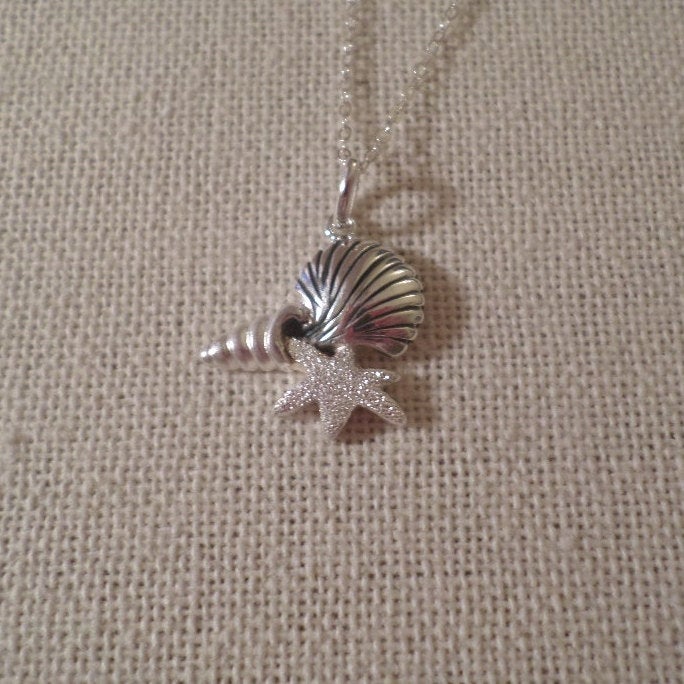 Seashell Necklace, Nautical Necklace, Silver Seashell Necklace, Sterling Silver Necklace, Nautical Jewelry, Christmas Gift, Gifts for Her