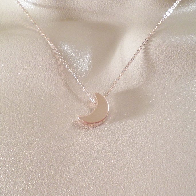 Moon Necklace, Crescent Moon Necklace, Rose Gold Moon Necklace, Tiny Necklace, Pink Gold Necklace, Rose Gold Necklace, Layering Necklace