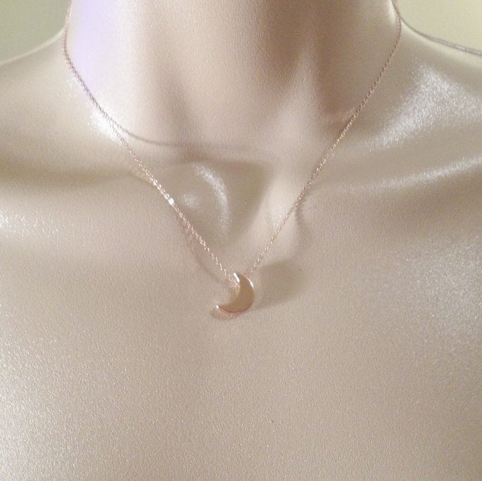 Moon Necklace, Crescent Moon Necklace, Rose Gold Moon Necklace, Tiny Necklace, Pink Gold Necklace, Rose Gold Necklace, Layering Necklace