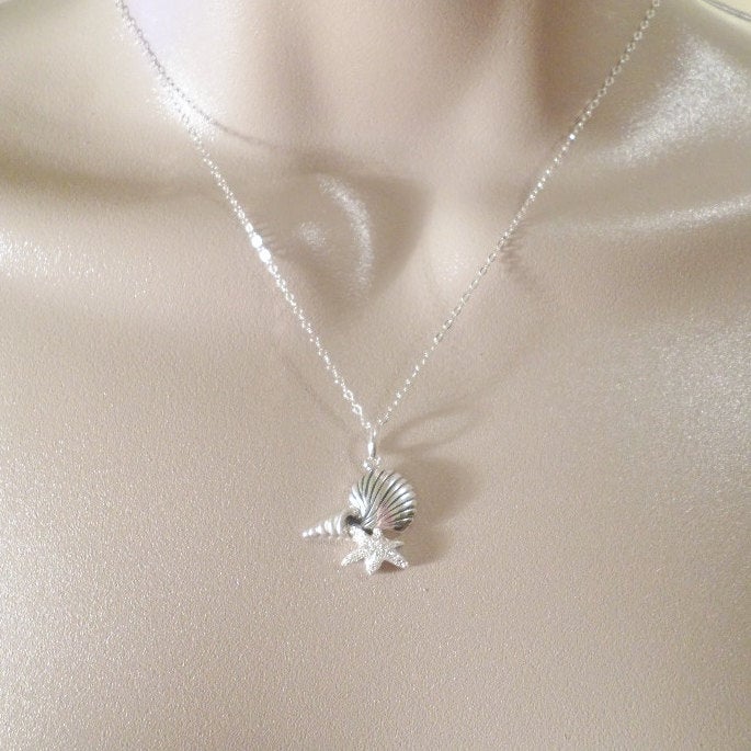 Seashell Necklace, Nautical Necklace, Silver Seashell Necklace, Sterling Silver Necklace, Nautical Jewelry, Christmas Gift, Gifts for Her