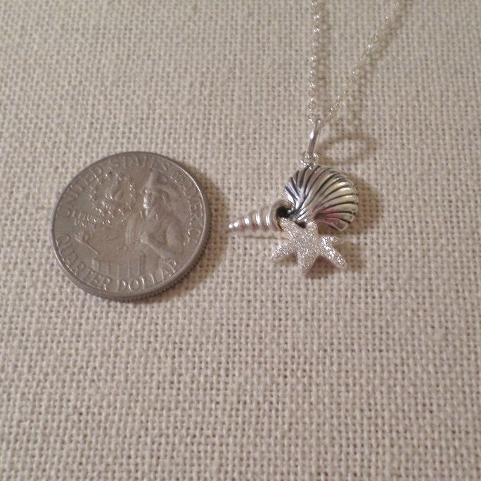 Seashell Necklace, Nautical Necklace, Silver Seashell Necklace, Sterling Silver Necklace, Nautical Jewelry, Christmas Gift, Gifts for Her