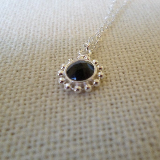 Black Drop Necklace, Silver and Black Necklace, Sterling Silver Necklace, Silver and Black Drop Necklace, Bridal Gifts, Christmas Gifts