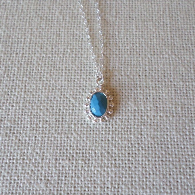 Turquoise Necklace, Sterling Silver and Faceted Turquoise Necklace, Silver Drop Necklace, Charm Necklace, Bridesmaid Gift, Christmas Gift
