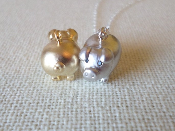 Pig Necklace - Silver Pig Necklace - Pig Pendant Necklace - Cute Pig Necklace - Animal Jewelry - 3D Pig Necklace - Christmas Present - Gift