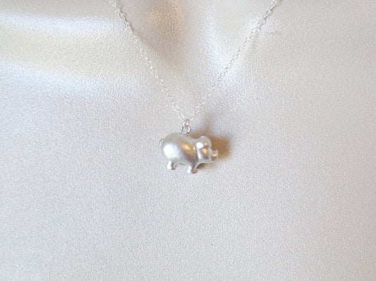 Pig Necklace - Silver Pig Necklace - Pig Pendant Necklace - Cute Pig Necklace - Animal Jewelry - 3D Pig Necklace - Christmas Present - Gift