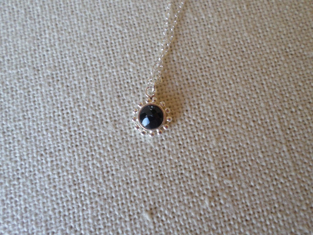 Black Drop Necklace, Silver and Black Necklace, Sterling Silver Necklace, Silver and Black Drop Necklace, Bridal Gifts, Christmas Gifts