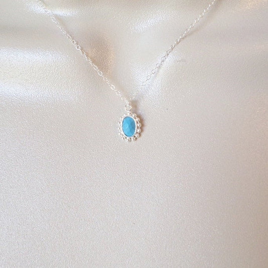 Turquoise Necklace, Sterling Silver and Faceted Turquoise Necklace, Silver Drop Necklace, Charm Necklace, Bridesmaid Gift, Christmas Gift