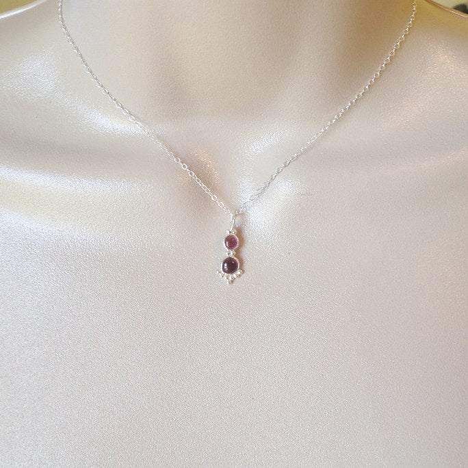 Silver Garnet Necklace, Garnet Necklace, Sterling Silver Necklace, Birthstone Jewelry, Silver Jewelry, Valentines Day, Gifts for her, Gifts