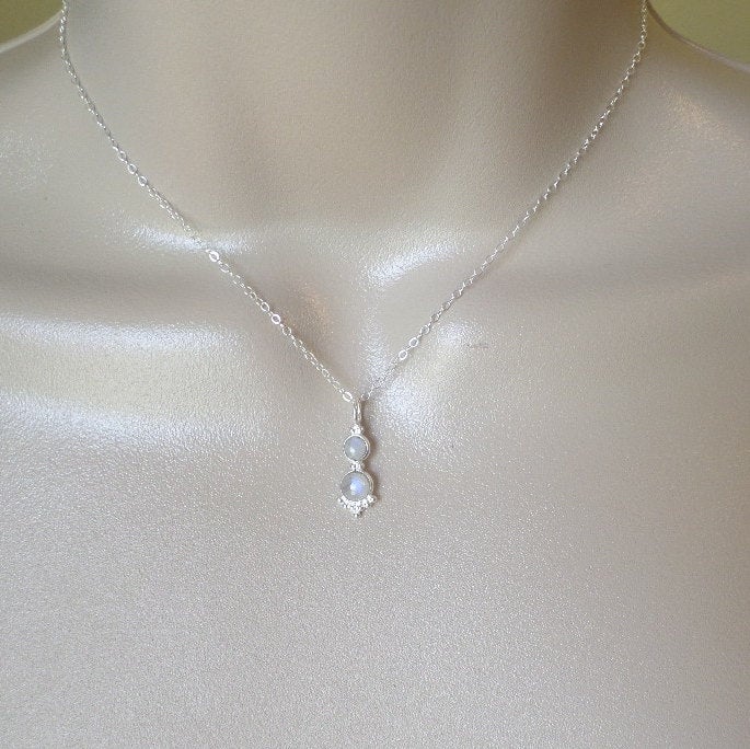 Silver Moonstone Necklace, Moonstone Necklace, Sterling Silver Necklace, Silver Jewelry, Valentines Day, Gifts for her, Mothers Day, Bridal