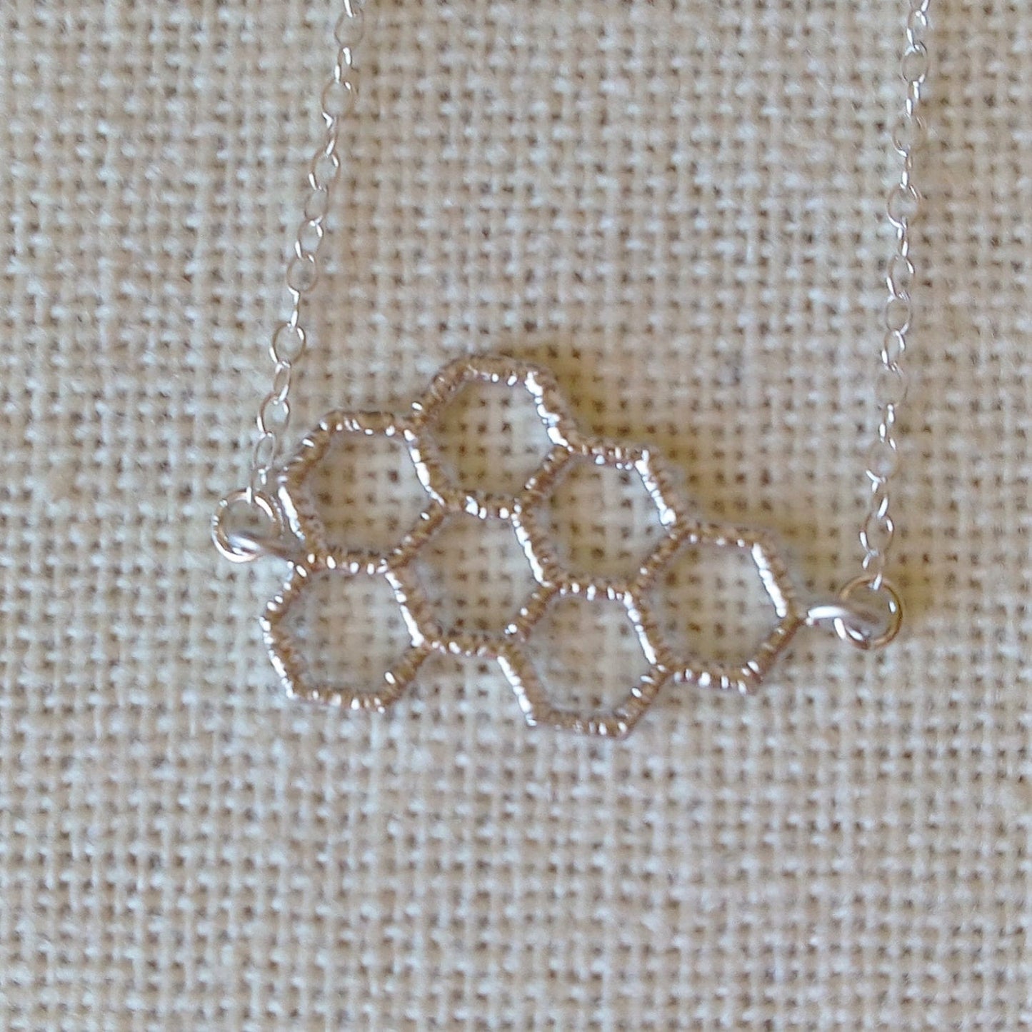 Silver Honeycomb Necklace, Sterling Silver Necklace, Geometric Necklace, Necklace, Honeycomb Necklace, Bridal Gifts, Mothers Day Gift Idea