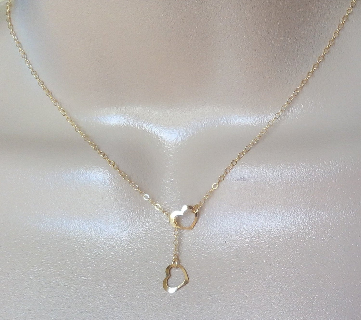 Gold Heart Lariat Necklace, Tiny Heart Lariat, Gold Heart Necklace, Lariat Necklaces, Bridesmaid Gifts, Weddings, Bridal Gifts, Mothers Day