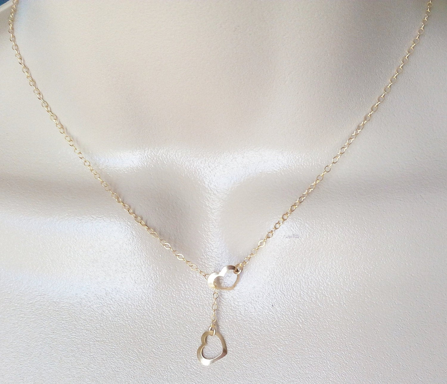 Gold Heart Lariat Necklace, Tiny Heart Lariat, Gold Heart Necklace, Lariat Necklaces, Bridesmaid Gifts, Weddings, Bridal Gifts, Mothers Day