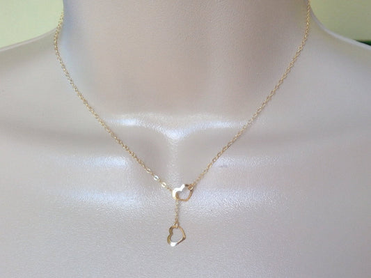 Gold Heart Lariat Necklace, Tiny Heart Lariat, Gold Heart Necklace, Lariat Necklaces, Bridesmaid Gifts, Weddings, Bridal Gifts, Mothers Day