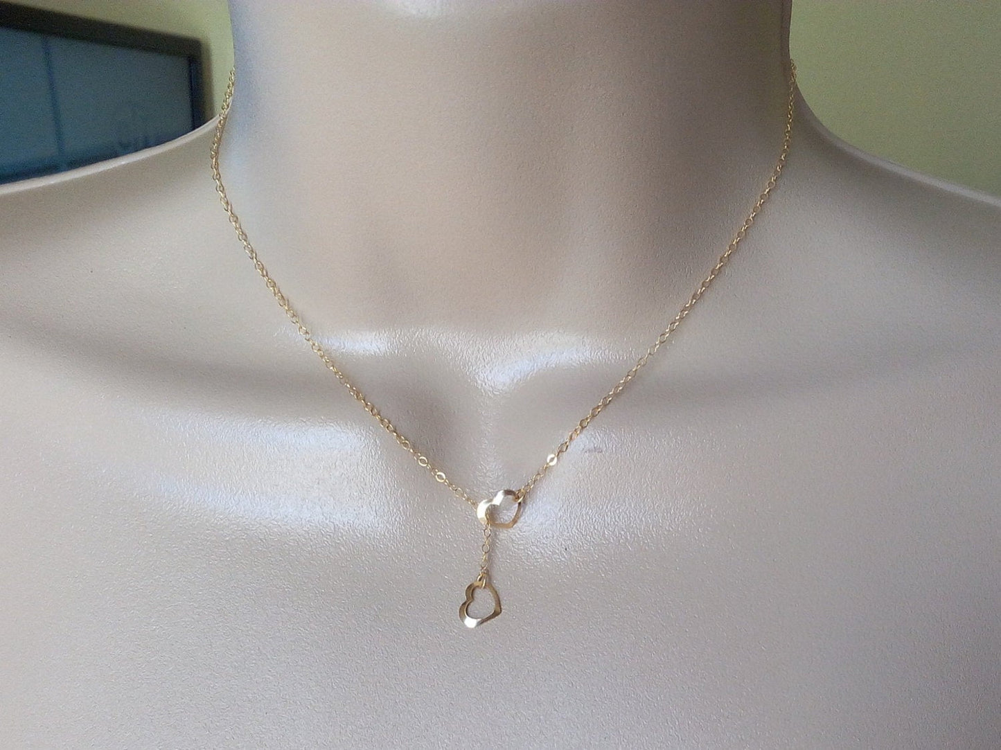 Gold Heart Lariat Necklace, Tiny Heart Lariat, Gold Heart Necklace, Lariat Necklaces, Bridesmaid Gifts, Weddings, Bridal Gifts, Mothers Day