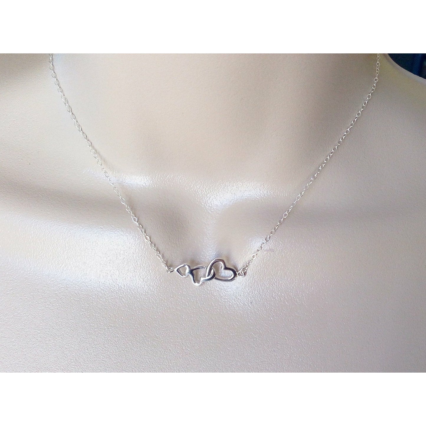 Silver Heart Necklace,Interlocking Triple Heart Necklace, Past, Present and Future Necklace, Bridesmaid gifts, Wedding, Bridal, Mothers Day