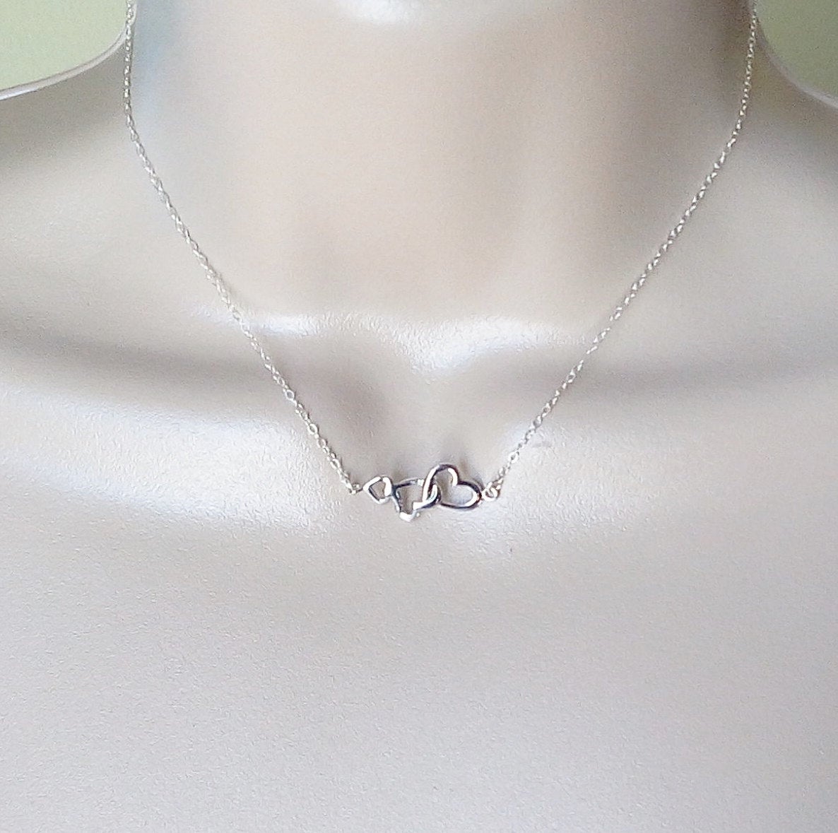 Silver Heart Necklace,Interlocking Triple Heart Necklace, Past, Present and Future Necklace, Bridesmaid gifts, Wedding, Bridal, Mothers Day