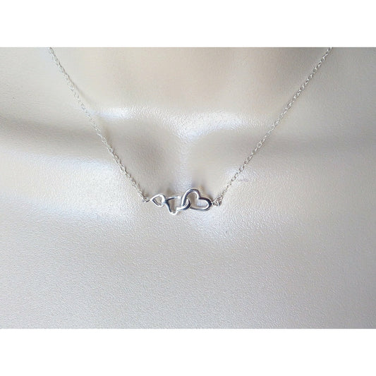 Silver Heart Necklace,Interlocking Triple Heart Necklace, Past, Present and Future Necklace, Bridesmaid gifts, Wedding, Bridal, Mothers Day