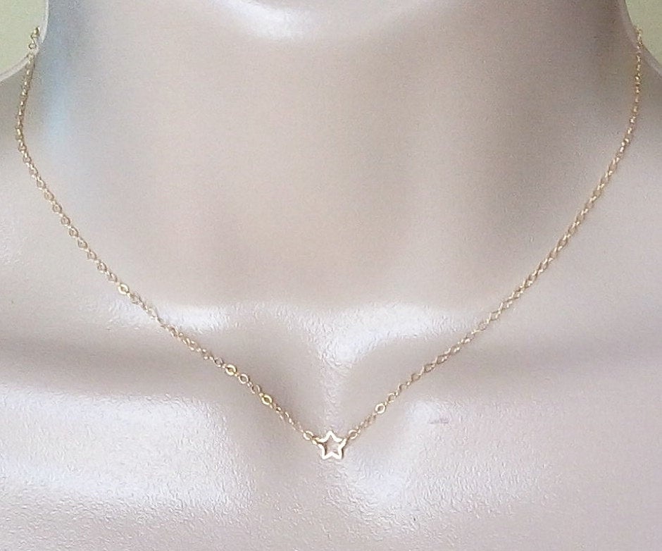 Star Necklace, Gold Star Necklace, Tiny Gold Star Necklace, Gold Filled Necklace, Wedding, Mothers Day, Bridal, Star Necklace, Mothers Day