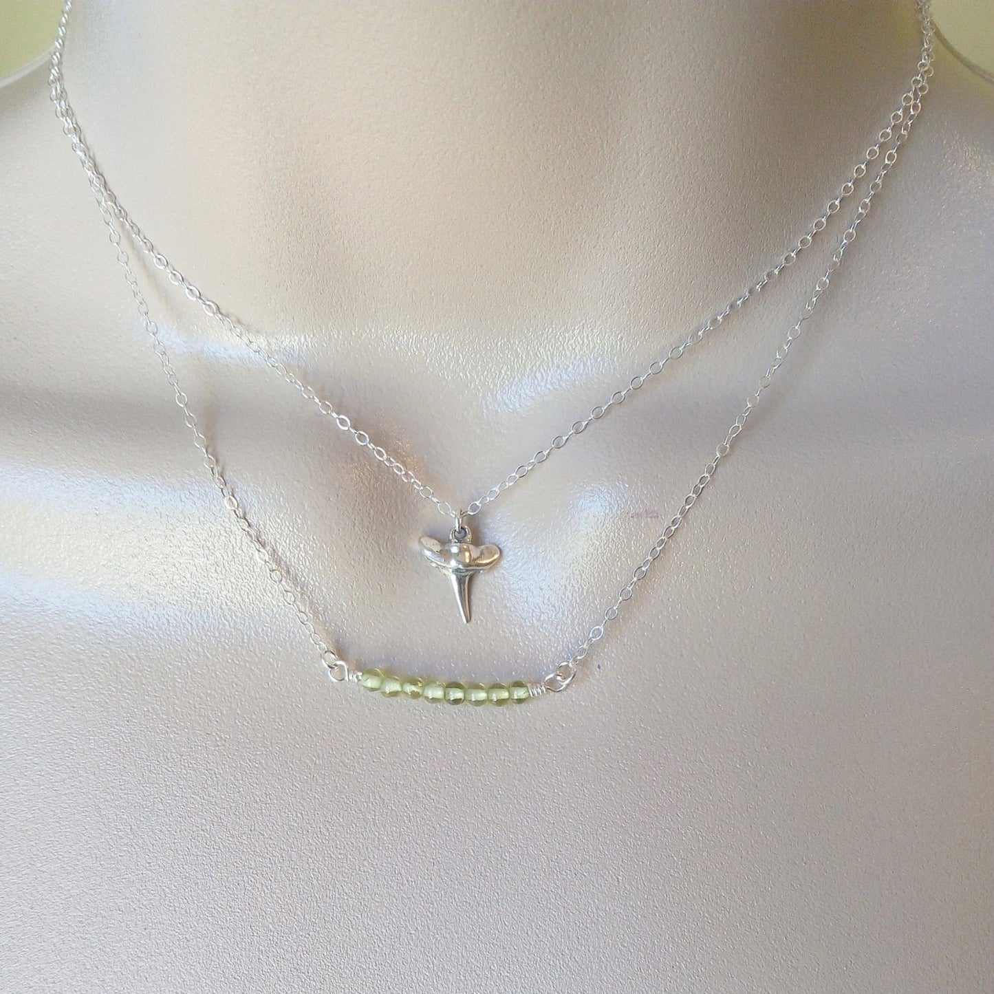 Peridot Necklace, Silver Peridot Necklace, Peridot Bar Necklace, Gemstone Jewelry, Layering Necklace, Bridal, Weddings, Mothers Day Gift